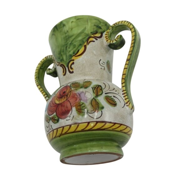 DERUTA Italian Ceramic VASE with Floral Design and Dual Handles - Damaged - Picture 2 of 12
